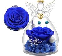 Yamonic Rose Eternelle Cadeau Femme,Ange Figurine en Verre avec Fleur Eternelle Cadeau Maman,Cadeaux Anniversaire Femme Mamie Amie,Ange Gardien Cadeaux Noël Fête des Mères,Vraie Rose Préservée