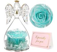 Yamonic Rose Eternelle Cadeau Femme, Fleur Eternelle Ange Gardien Cadeaux Maman,Ange Figurine Cadeau Anniversaire Femme,Rose Cadeaux Fete des Meres Saint Valentin Noel,Vraie Rose