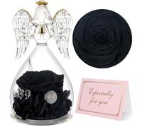 Yamonic Rose Eternelle Cadeau Femme, Fleur Eternelle Ange Gardien Cadeaux Maman,Ange Figurine Cadeau Anniversaire Femme,Rose Cadeaux Fete des Meres Saint Valentin Noel,Vraie Rose