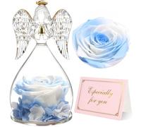 Yamonic Rose Eternelle Cadeau Femme, Fleur Eternelle Ange Gardien Cadeaux Maman,Ange Figurine Cadeau Anniversaire Femme,Rose Cadeaux Fete des Meres Saint Valentin Noel,Vraie Rose