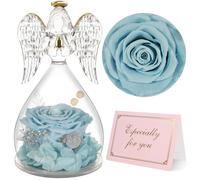 Yamonic Rose Eternelle Cadeau Femme, Fleur Eternelle Ange Gardien Cadeaux Maman,Ange Figurine Cadeau Anniversaire Femme,Rose Cadeaux Fete des Meres Saint Valentin Noel,Vraie Rose