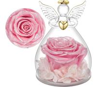 Yamonic Rose Eternelle Cadeau Femme pour Saint Valentin,Ange Gardien en Verre avec Fleur Eternelle Cadeau Anniversaire Maman Mamie Amie Cadeaux Saint Valentin Femme Fête des Mères,Vraie Rose