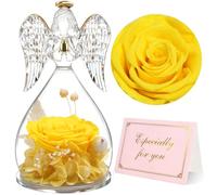 Yamonic Rose Eternelle Cadeau Femme pour Saint Valentin, Fleur Eternelle Ange Gardien Cadeaux Maman,Ange Figurine Cadeau Anniversaire Femme,Rose Cadeaux Saint Valentin Fete des Meres,Vraie Rose