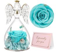 Yamonic Rose Eternelle Cadeau Femme pour Saint Valentin, Fleur Eternelle Ange Gardien Cadeaux Maman,Ange Figurine Cadeau Anniversaire Femme,Rose Cadeaux Saint Valentin Fete des Meres,Vraie Rose