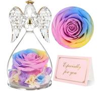 Yamonic Rose Eternelle Cadeau Femme pour Saint Valentin, Fleur Eternelle Ange Gardien Cadeaux Maman,Ange Figurine Cadeau Anniversaire Femme,Rose Cadeaux Saint Valentin Fete des Meres,Vraie Rose