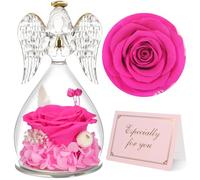 Yamonic Rose Eternelle Cadeau Femme pour Saint Valentin, Fleur Eternelle Ange Gardien Cadeaux Maman,Ange Figurine Cadeau Anniversaire Femme,Rose Cadeaux Saint Valentin Fete des Meres,Vraie Rose