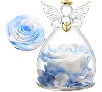 Yamonic Rose Eternelle Cadeau Maman,Ange Figurine en Verre avec Fleur Eternelle Cadeau Femme,Cadeau Anniversaire Femme,Ange Noel,Cadeau Mamie,Ange Gardien,Cadeau Noël/Fête des Mères