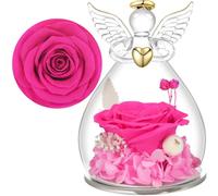 Yamonic Rose Eternelle Cadeau Maman,Ange Gardien en Verre avec Fleur Eternelle Cadeau Femme Mamie Anniversaire Noël Saint Valentin Femme Fête des Mères