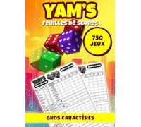 Yam's Feuilles de Scores: Yam Grille de Scores. Jeu de Dés. Yams Bloc de Score.