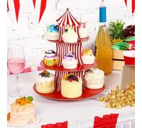 YAMSLAM Présentoir à cupcakes à 3 étages en carton à rayures rouges et blanches pour décoration de table de Noël