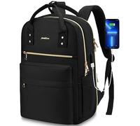 YAMTION Sac à Dos pour Ordinateur Portable 15,6 Pouces pour Femme, Sac d'École Décontracté Élégants pour Université, Affaires, avec port USB,Noir