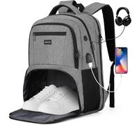YAMTION Sac à Dos pour Ordinateur Portable 17,3" avec Compartiment à Chaussures,Sac à Dos d'Écolier Sac à Bandoulière pour Gym, Voyages,Travail,Gris Foncé