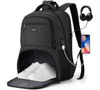 YAMTION Sac à Dos pour Ordinateur Portable 17,3" avec Compartiment à Chaussures,Sac à Dos d'Écolier Sac à Bandoulière pour Gym, Voyages,Travail,Noir