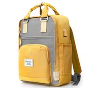 YAMTION Sac à dos pour ordinateur portable pour femme, sac à dos pour ordinateur portable de 15,6", sac à dos de voyage, sac d'école, sac à dos pour adolescents, filles et garçons, Jaune-gris, 15.6