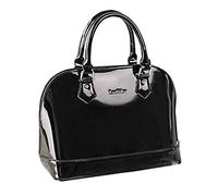 Yan Show Grand sac à main en cuir verni avec anse sur le dessus, Noir (Noir 1), Large