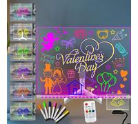 Yan-tech Tableau de Planification réutilisable avec veilleuse LED Lumineuse Transparente 15,7 x 11,81 Pouces Tableau effaçable à Sec Produits Scolaires de Bureau Télécommande de Bureau 7 Couleurs