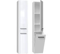 YANA - Meuble salle de bain avec panier à linge - 31x30x174cm - Colonne rangement SDB