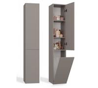 YANA - Meuble salle de bain avec panier à linge gris - 31x30x174 cm - Colonne rangement SDB