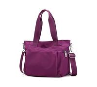 YANAIER Grand sac à main en nylon imperméable pour femme, sac à bandoulière pour le shopping, les voyages, le quotidien, violet, L, Fourre-tout
