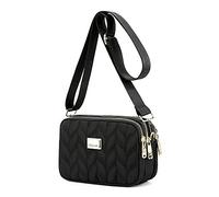 YANAIER Petit sac à bandoulière matelassé pour téléphone portable - Imperméable - Pour femmes et filles, Noir 1, S