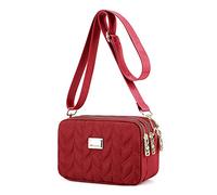 YANAIER Petit sac à bandoulière matelassé pour téléphone portable - Imperméable - Pour femmes et filles, bordeaux, S, Crossbody