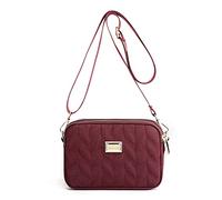 YANAIER Petit sac à bandoulière matelassé pour téléphone portable, porte-monnaie résistant à l'eau, mini sac à main pour femmes et filles, Rouge foncé., S, Compacte