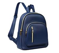 YANAIER Rusksack Sac à dos en cuir synthétique pour femme Style décontracté, bleu marine, M, Sac à dos daypack