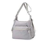 YANAIER Sac à bandoulière pour femme, sac à dos imperméable en nylon, sac à dos convertible multifonction, gris, Large