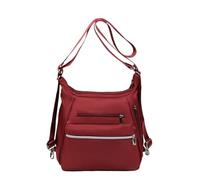 YANAIER Sac à bandoulière pour femme Sac à dos Sac à dos Sac à dos en nylon hydrofuge Sac à dos convertible Multifonctionnel, bordeaux