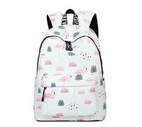 YANAIER Sac à dos d'école résistant à l'eau pour filles, adolescentes, mignon, imprimé, sac à dos pour ordinateur portable, sac à dos de voyage décontracté pour femme, flamants roses, Taglia unica