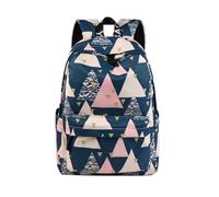 YANAIER Sac à dos d'école résistant à l'eau pour filles, adolescentes, sac à dos imprimé mignon, sac à dos pour ordinateur portable, sac à dos de voyage décontracté pour femme, Triangle bleu huile, L