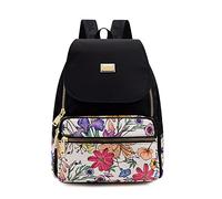 YANAIER Sac à dos tendance pour femme en nylon hydrofuge pour l'école, sac à dos décontracté, Tulipe blanche, 27x12x33 cm, Durable