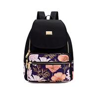 YANAIER Sac à dos tendance pour femme en nylon imperméable pour l'école, sac à dos décontracté, Violet tulipe, Floral, féminin, décontracté, pratique