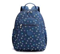 YANAIER Sac à dos tendance pour femme en nylon résistant à l'eau Sac à dos décontracté Sac à dos mignon Sac d'école pour filles, Pois bleus, Classique