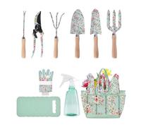 Yanayi Outils de Jardinage pour Femmes,Râteau À Motifs Floraux avec Sac De Rangement - Ensemble D'Outils De Jardin À Main avec Sécateur | pour Tailler Planter Couper Pelouse Cour Parterre De Fleurs