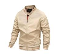 YANBLOS Veste À Manches Longues Homme Coupe Régulière Mode Veste Homme Jeunesse Classique All-Match Veste D’Extérieur Homme Casual Léger Confortable Veste Transition Homme J-Beige 4XL