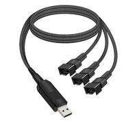 YANBORONSN Câble Adaptateur d'Alimentation USB vers Ventilateur 12V Step Up, Câble Tressé USB A Mâle à Trois 3PIN & 4PIN pour Ventilateurs de Refroidissement PC (0,5M)