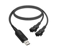 YANBORONSN Câble Adaptateur Secteur USB vers Ventilateur 12V Step Up, Câble Tressé USB A Mâle Double 3 Broches & 4 Broches pour Ventilateur PC à Pleine Vitesse (0.5 M)