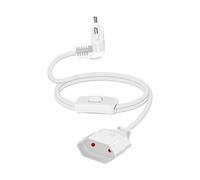 YANBORONSN Câble d'alimentation Européen à 90 degrés avec Interrupteur Câble A'alimentation, Rallonge 2,5A 250V, Câble d'alimentation avec Prise et Interrupteur Européens Plats (Blanc, Court)