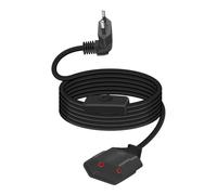 YANBORONSN Câble d'alimentation Européen à 90 degrés avec Interrupteur Câble A'alimentation, Rallonge 2,5A 250V, Câble d'alimentation avec Prise et Interrupteur Européens Plats, 0,75 mm2 (Noir, 2M)