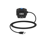 YANBORONSN Câble d'alimentation OBD automobile, adaptateur de câble rigide àobd-iià avec bouton de commutation pour caméra de tableau de bord surveillance 24 heures/mode acc (USB C)