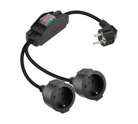 YANBORONSN Câble d'Extension à Double Prise, Câble d'alimentation à Contact de Protection 1 à 2, Distributeur en pour Une Utilisation intérieure et extérieure (90 degrés, Noir, avec Interrupteur)