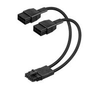 YANBORONSN Câble d'Extension d'Alimentation GPU 16AWG PCIE 5.0, Câble d'Alimentation 12VHPWR 16 Broches (12+4) Mâle vers 2 x 8 Broches PCIE Femelle Tressé, pour GPU 16 Broches (12+4) (0.3M)