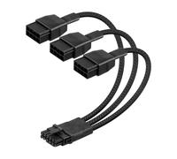 YANBORONSN Câble d'extension d'alimentation GPU 16AWG PCIE 5.0, connecteur 12VHPWR 16 broches (12+4) mâle vers 3 connecteurs PCIE 8 broches femelles avec gaine, pour GPU 16 broches (12+4) (0.3M)
