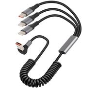 YANBORONSN Câble USB A 90 Degree Splitter Spring Cable,Right Angle 3 in 1 Coiled USB C Fast Charging Cable for Phone,Tablet(1.6FT)