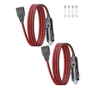 YANBORONSN Cordon 3 Broches CB vers Prise Allume Cigare 16AWG Lot 2 | Câble 16AWG Cuivre Pur 3 Broches, Fusible 15A Remplaçable + 4 Rechanges, PVC Durable, 1.5m, Pour Alimentation CB 12V