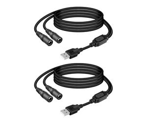 YANBORONSN Cordon d'alimentation 5V USB A vers DC5521, 1 entrée vers 2 sorties, câble de charge double USB A vers DC 5,5 mm x 2,1 mm pour lecteur DVD, ordinateur portable, ventilateur (2 pièces, 1M)