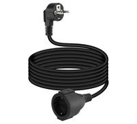 YANBORONSN Cordon d'extension Schuko à 90°, 3G1,5mm² avec fiche mâle et Prise Femelle, câble de Prolongation avec Contact de Protection, Noir (3m)
