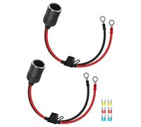 YANBORONSN Prise Allume-Cigare 12V Cordon D'alimentation de Voiture, Allume-Vigare de Voiture de 1 pi Femelle à Anneau Câble de Bornes à œillets avec fusible 10a / 15a / 20a (2 Pack)