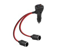 YANBORONSN Répartiteur allume-cigare 1 à 2 prises pour voiture, adaptateur allume-cigare avec double interrupteur indépendant, rallonge allume-cigare 12 V 24 V avec fusible 15 A